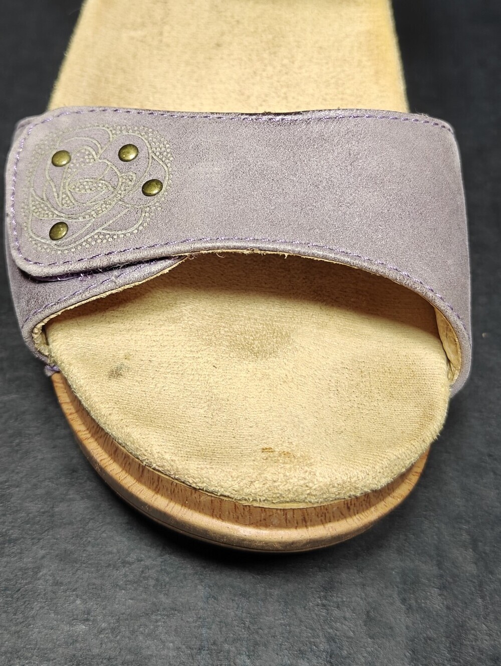 Dansko Double Leather Studded Strap Lavender Wedge Sandals Women's Shoes 8.5-9 - Picture 6 of 11
